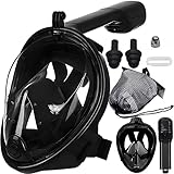 Retoo Schnorchelmaske Tauchermaske Vollmaske für Erwachsene und Kinder S M Vollgesichtsmaske mit 180° Sichtfeld, Technologie Anti-Fog, Anti-Leck, Taucherbrille mit Kamerahaltung, Schnorchelset
