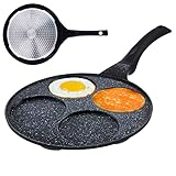 orion group Augenpfanne Ø 27 cm | Spiegelei-Pfanne für 4 Eier | Crepepfanne für Gas | fur Induktion, mit antihafte Beschichtung