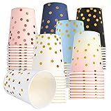 YZDZSW Pappbecher Gold Dot, 60 Stück Einwegbecher Punkte, Trinkbecher Kaffeebecher Papierbecher Bunt Partybecher für Partys Tee Heißen Kalten Getränken 250ml