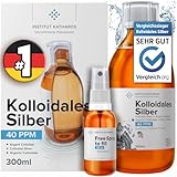 Kolloidales Silber 100% natürlich | 40 PPM (300ml) | Cosmos Natural zertifiziert | Mit auffüllbarem 30ml-Spray | Hohe Konzentration, kleinere Partikeln, höhere Wirksamkeit | Ebook enthalten