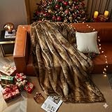 HOMFINE Luxuriöse Kunstfelldecke Felldecke Kunstfell - Kuscheldecke Flauschig Fellimitat Decke Webpelzdecke Pelzdecke Wohndecke Kunstpelz für Couch Bett, 130x150 cm, Braun