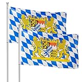 2 Stück Bayern Flagge, 90 x 150 cm Bayerische Fahne, Deutschland Bayerische Fahnen, Bayerische Flagge mit Messing-Ösen, Oktoberfest Deko Fahnen für Indoor und Outdoor
