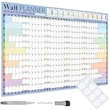 Großer Jahresplaner 2025 A1 Wandkalender-Set 90 x 58cm laminiert abwischbar gefaltet Wandkalender & Jahreskalender English dickes Papier von Glacient