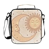 EZIOLY Celestial Sonne und Mond Sterne Lunch-Tasche Lunch-Organizer Isolierte Lunch-Kühltasche mit abnehmbarem Schultergurt für Damen Herren Kinder