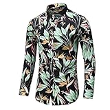 Langärmeliges Shirt Herren Regular Fit Leichte Mode Casual Knopfleiste Hemd Klassisch Vintage Trend Druck Shirts AA-02 XL