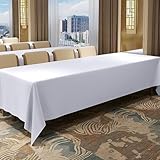 wasserdichte & Fleckabweisende Tischdecke - Anpassbar Polyester Tischtuch für Couchtisch, Restaurant, Hotel & Konferenzraum, Abwaschbar & Easy-Care Tischwäsche(Weiß,180x250cm)