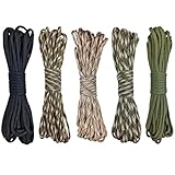LUKDUNG 50m Paracord 4mm, 5 Stück x 10 Meters/33ft Paracord, 7 Kern-Strängen Nylon Reepschnüre für Outdoor, Camping, DIY Armbänder, Hundeleine, 5 Farben, Gesamtlänge 164ft