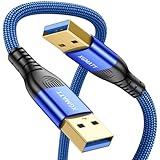 XGMATT USB 3.0 Kabel 1M,5Gbps High Speed Transfer,USB 3.0 A auf A Datenkabel geflochten kompatibel mit HDD, Drucker, Kamera, externe Festplatte, DVD, Blau