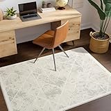 Leesentec Teppich Wonzimmer Teppiche Schoafzimmer Geermetrische Moderner Absttakter Anti-Rutsch Kurzfloriger Beige Teppich Große Weiß Teppiche (Elfenbeinweiß, 80 * 120cm)