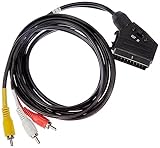 goobay Schwarz, 2 m - SCART-Stecker (21-Pin)  3x Cinch-Stecker, 2 Meter