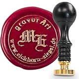 gravurART Siegelstempel personalisiert mit Initialen in Frakturschrift und Text - Persönliche Siegel auf Einladungen, Wachssiegel personalisiert
