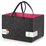 Sinand 30L Einkaufskorb, Einkaufstasche mit Henkel, Robust/Gut Verarbeitet/Faltbar Die Filztasche Storage für Outdoor Trips, Picknick, Einkaufen Außen (Dunkelgrau - Rosérot)