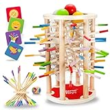 Nene Toys BALLFALL, Montessori Spielzeug ab 3 Jahren - Pädagogisches Brettspiel mit bunten Stäben, Würfeln & Karten - Holzspielzeug für Jungen und Mädchen 3-9 Jahre - Kinderspiel ab 3 Jahren