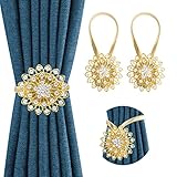 MYDAYTIN Magnetische Vorhang-Raffhalter aus Kristall, 2 Stück, Kristall-Vorhangschnallenhalter, glitzernde Blumen-Vorhang-Raffhalter mit hochdehnbarem Drahtseil, dekorative Raffhalter für Zuhause