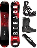 Airtracks Snowboard-Set Herren Snowboard Wide Eight Freestyle Freeride 164 - Snowboard Bindung Master - Softboots Star Black 43 - SB Bag