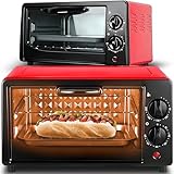 Retoo Mini Backofen, Vielseitiger Ofen mit 10 Liter, Back und Toastofen, 570 W, Pizza Ofen, Temperaturen von 0 bis 250 °C, Mobiler Backofen für Pizza, Aufläufe, Kuchen, Brötchen, 34,5 x 20 x 18 cm
