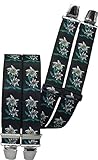 Harrys-Collection Damen Herren Hosenträger mit 4 extra starken Clips Edelweiß 6 Farben!, Farben:schwarz