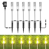 Greenclick Gartenbeleuchtung 8M LED Gartenleuchte 570LM Luftblasen Leuchtstäbe 2700K Erweiterbar Gartenlampen mit Strom Erdspieß Kabel IP65 Wegleuchte Wegbeleuchtung für Außen Garten Yard 6er Set