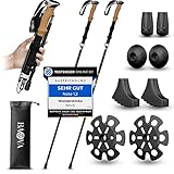 BAVA® Wanderstock Faltbar [36cm Packmaß] Verschiedene Aufsätze [Ultraleicht] EasyFold-System - Teleskop Verstellbar | Trekkingstöcke Nordic Walking Stöcke Damen und Herren - Wandern Hiking Outdoor