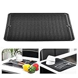 KitchenRaku Abtropfmatte 40x30cm, Abtropfmatte Geschirr,Abtropfmatte aus Silikon,hitzebeständiges rutschfestes Abtropfmatte Spüle,Spülmatte Abtropfunterlage,Tischset