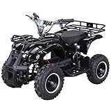 Actionbikes Motors Kinder Quad Elektro ATV Torino | 𝟑𝟔 Volt 𝟭𝟬𝟬𝟬 Watt Motor bis 𝟐𝟒 km/h - Kinderquad - Pocket Quad - Safety Touch Fußschalter - Miniquad - Für Kinder ab 8 Jahren (Schwarz)