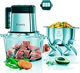 elektrischer Multi-Zerkleinerer, Universalzerkleinerer mit 3 Geschwindigkeiten, 2 Schüsseln und 2 Sätzen mit zweistufigen Klingen, 400W Fleisch und Gemüsewolf für Fleisch, Gemüse (UT1)