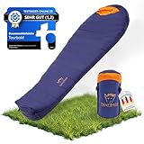 Tourbold Daunenschlafsack Outdoor | 3 Jahreszeiten | Ultraleicht (1250 g) | Kleines Packmaß | Extra Langer Reißverschluss | Komfort-Schnitt | Mumienschlafsack | Camping Trekking Bergsteigen
