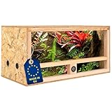ITA Holz Terrarium 80x40x40 cm mit Seitenbelüftung & Integriertem Hygrometer - Holzterrarium aus OSB-3 Platten - Terrarien für Reptilien, Schlangen, Amphibien - EU Produkt, FSC Zertifiziert