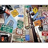 murando Fototapete PREMIUM New York City 100x77 cm Vlies Tapeten Wandtapete XXL Moderne Wanddeko Design Wand Dekoration Wohnzimmer Schlafzimmer Büro Abstrakt Straßenschilder Amerika USA
