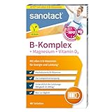 sanotact B-Komplex + Magnesium + Vitamin D3 (40 Tabletten) • Hochdosierte B-Vitamine mit Depot & Langzeitwirkung • 100% Vegan • Vitamin B1, B2, B6, B12, D3, Biotin, Folsäure, Magnesium