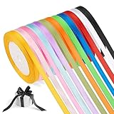 Geschenkband 12 Farben, 22M x 6MM Satinbänder,Bunt Schleifenband, Seidiges und Weiches Geschenkband für Heimwerkerarbeiten, Geschenkverpackungen, Hochzeitsdekoration und Festival-Layout