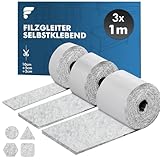 shinfly Filzgleiter Selbstklebend 4mm Dicker, Filz Selbstklebend Möbelgleiter, Filzgleiter für Stühle Möbel, Schneiden Sie Jede Form, 100cm*10cm+100cm*5cm+100cm*2cm, Stark Klebendes Anti-Rutsch, Grau