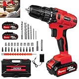 21V Akku-Bohrmaschine Set Mit 1.5 Ah Akku, Bohrschrauber 25+1 Drehmomentstufen, 45Nm Drehmoment, 2-Gang, LED-Licht, Schlagbohrschrauber Mit 26tlg Zubehör für Haus DIY Projekte
