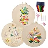 Mxshc Stickset für Anfänger, Stickset für Anfänger für Erwachsene - 3 Sets Hand-Kreuzstich-Set,Nadelspitzen-Sets, Stickset für zu Hause, Stickset für Anfänger für Erwachsene