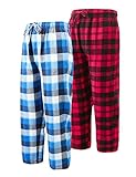 Pyjamahose für große Jungen, 100 % Baumwolle, kariert, Größe 36, 38, 40, 42, 44, F-2er-Pack Bulered 002, 15-17 Jahre
