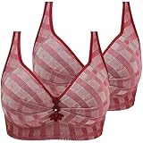 BHs für Damen, ZWDC 2 Stück Damen BH Ohne Bügel BH Set Frauen Sexy Starker Halt Große Brüste Klassisch Vollabdeckung BH Set Für Frauen Bequem BH Unterwäsche BH Mit Sport-BH Mit Cups, M, XL