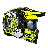one by Camamoto | Roller- und Motorradhelm, Track Warrior Yellow Jet, Mattschwarz – Gelb, Vollgesichtshelm mit abnehmbarem Kinnschutz, ECE R22-06-Zulassung, Größe L (59 cm)