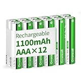 Granicell AAA Wiederaufladbare Batterien 1100 mAh Hohe Kapazität 1500 Zyklen, 1,2V NiMH Niedrige Selbstentladung AAA Batterie, 12er Pack