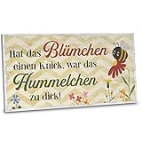 ARTFAVES® Gartenschild - Hat das Blümchen einen Knick | Shabby Chic Vintage Gartendeko, Schild mit Spruch zum Thema Garten/Hobbygärtner | Größe: 30 x 15 cm