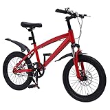 WINZING Kinderfahrrad 18 Zoll Mountainbike Jungen Mädchen Kinderfahrrad, Höhenverstellbar Mountainbike für Von 5-8 Jahren Kinderfahrrad (Rot)
