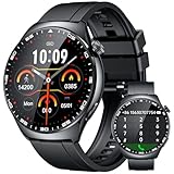 Smartwatch Herren Armbanduhr Fitnessuhr Schwarz: Smart Watch Herren Uhren mit 1,46' Touchscreen Rund Herzfrequenz Sport Schrittzähler Telefonfunktion Wasserdicht smartwatches outdoor fuer Android iOS
