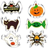 BELSVOR Set mit 6 Ausstechformen halloween, Ausstecher Halloween aus Edelstahl, Halloween Ausstechformen für Dekoration Keks/Kuchen/Plätzchen/Gebäck, Keksausstecher 6 Stück