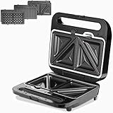Monzana Sandwichmaker 3 in 1 Sandwichtoaster 3 abnehmbare Sandwich- Grill- Waffelplatten 1000W Antihaftbeschichtung Grillampel Waffeleisen Kontaktgrill