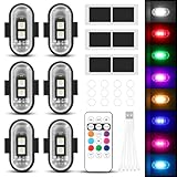 Mineup 6 Stück Kabellose Led Lichter, 8 Farbiges Strobe Drone Light, Fernbedienung Blitzlicht mit Fernbedienung, USB-Aufladung Antikollisionslichter,LED Flugzeug Blitzlicht für Drohne Motorrad