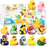 Mikulala 12 Stück Badeente Kinder Gummiente Lustig Gummi Enten Niedlich Kleine Badeenten Wiederverwendbare Badewannenspielzeug für Kindergeburtstagpartys, Geschenk, Badewannen, Strand und im Pool