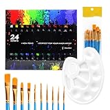 Watercolor Paints, Painting Kit, Artist Watercolor Kit, Travel Painting Supplies, Portable 24 Colors Watercolor Travel Paint Set, 10.24x8.66x0.79 Inches for Family, Artists, and Amateur Hobbyists