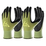 COOLJOB 2 Paar Gartenhandschuhe für Damen/Herren, Touchscreen Arbeitshandschuhe aus Bambusfasern, Nitrilbeschichtung Schutzhandschuhe (Größe 9/L)