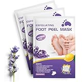 Shefave Fußmaske, 3 Paar Foot Peel Mask, Lavendel Hornhautentferner, Fußpflege, Hornhaut Socken, Fussmaske für Harte, Cracked Haut, Repariert Raue Fersen, Exfoliating Socken für Frauen & Männer