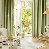 Wycian Flächenvorhang Verdunklungsvorhang Hellgrün 2 Er Chenille Jacquard Volltonfarbe H244 X B137Cm für Schlafzimmer