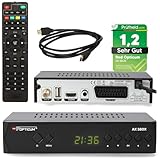 RED OPTICUM HD Sat Receiver für Satellitenschüssel mit Aufnahmefunktion, AAC-LC Audio, PVR, HDMI, SCART, USB, Coaxial - Timeshift & Einkabel tauglich - SBox Satelliten Receiver Set + HDMI Kabel